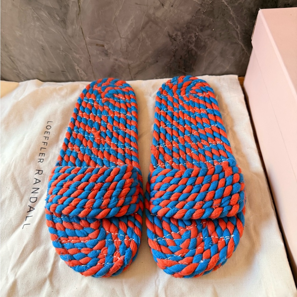 Striped Loeffler Randall slide on sandals